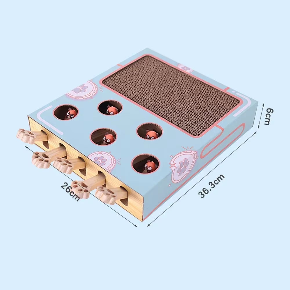 Maze Interactive Educational Cat Game Box 3 in 1 Funny Cat Stick with Scratcher Cat Hit Gophers Cat Toy Chase Hunt Mouse