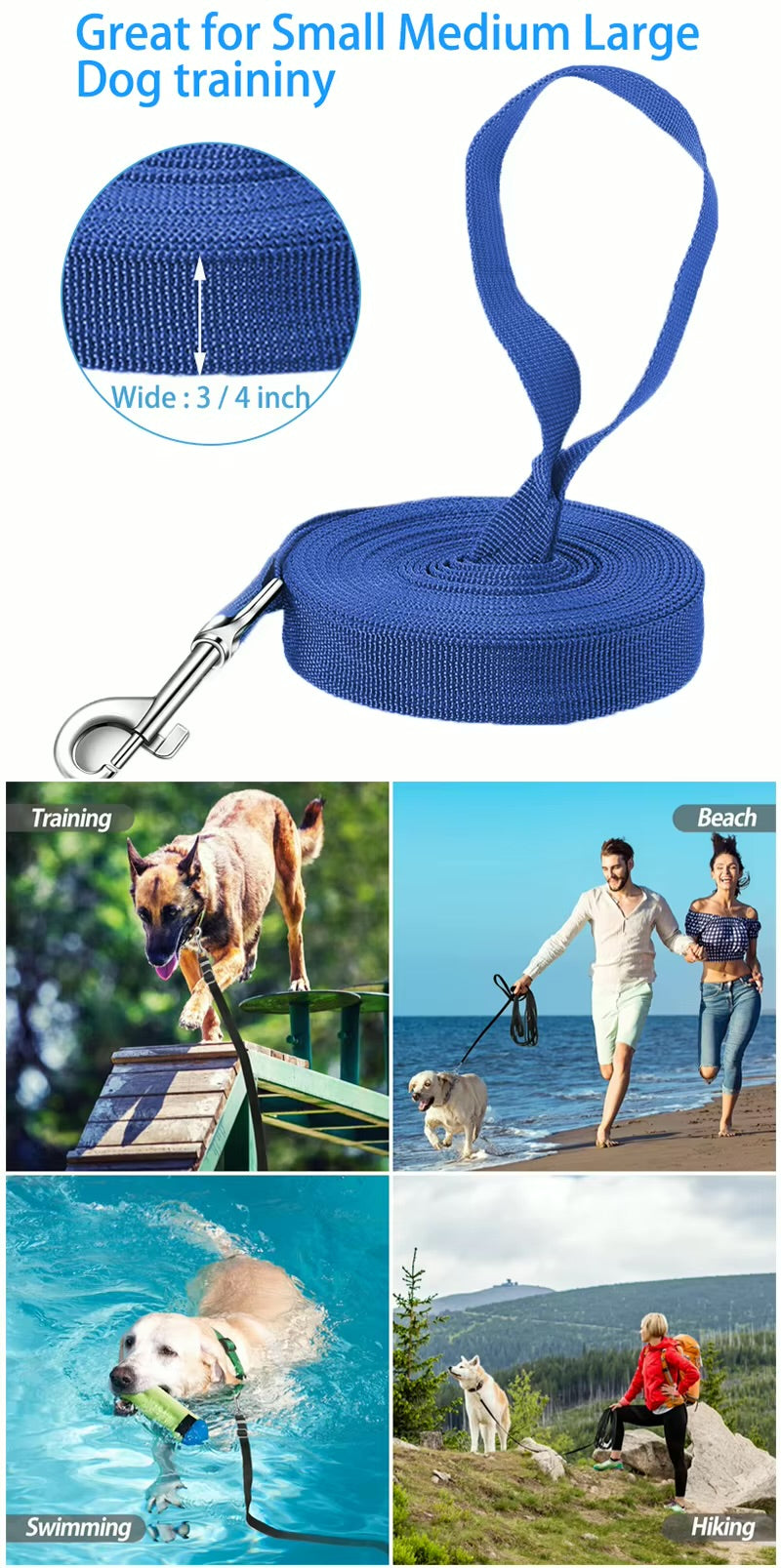 LONG NYLON DOG TRAINING LEASH