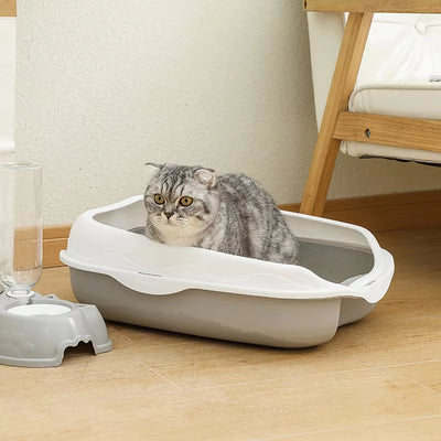 Semi-Enclosed Litter Box Spatter-Proof Cat Toilet Large Kitten Cleaning Supplies Large Cat Poop Bowl Pet Bupplies