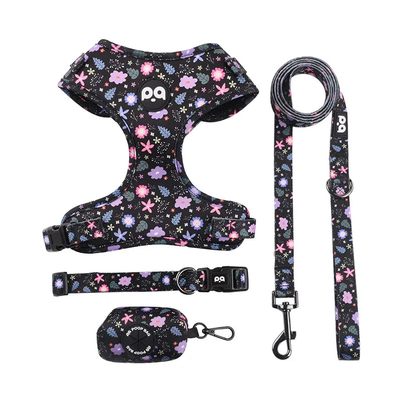 4 IN 1 DOG HARNESS COLLAR LEASH SET