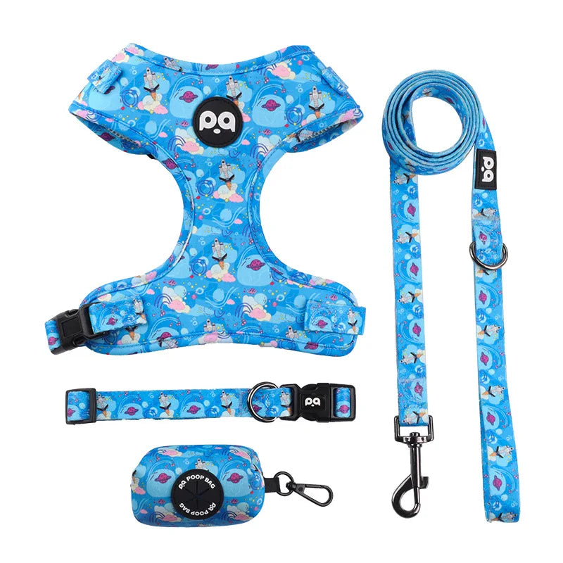 4 IN 1 DOG HARNESS COLLAR LEASH SET