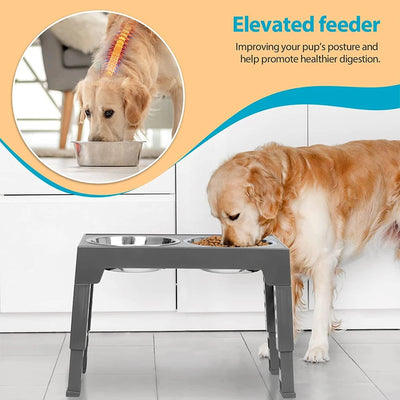 ADJUSTABLE ELEVATED DOG BOWL