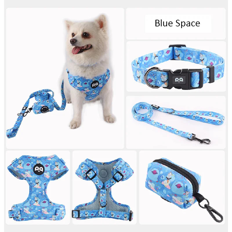 4 IN 1 DOG HARNESS COLLAR LEASH SET