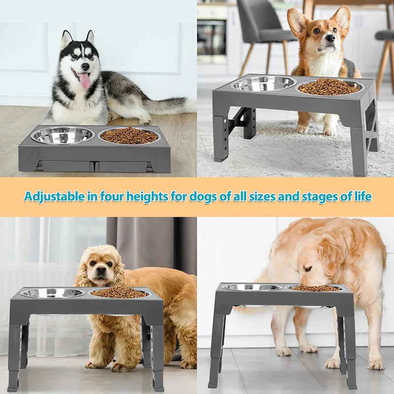 ADJUSTABLE ELEVATED DOG BOWL