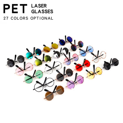 Cute Vintage round Cat Sunglasses Pet Photos Props Reflection Eyewear Glasses for Cats Small Dog Pet Dog Cat Accessories