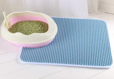 Cat Litter Mat with Gift Double Layer Waterproof Pet Litter Box Mat Non-Slip Sand Cat Pad Washable Bed Mat Clean Pad Products