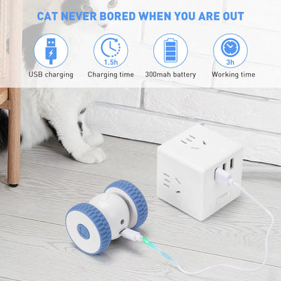 Interactive Cat Toys, Smart Sensing Automatic Cat Toy with Color Light and Feathers Wand, USB Rechargeable Cat Toys for Indoor